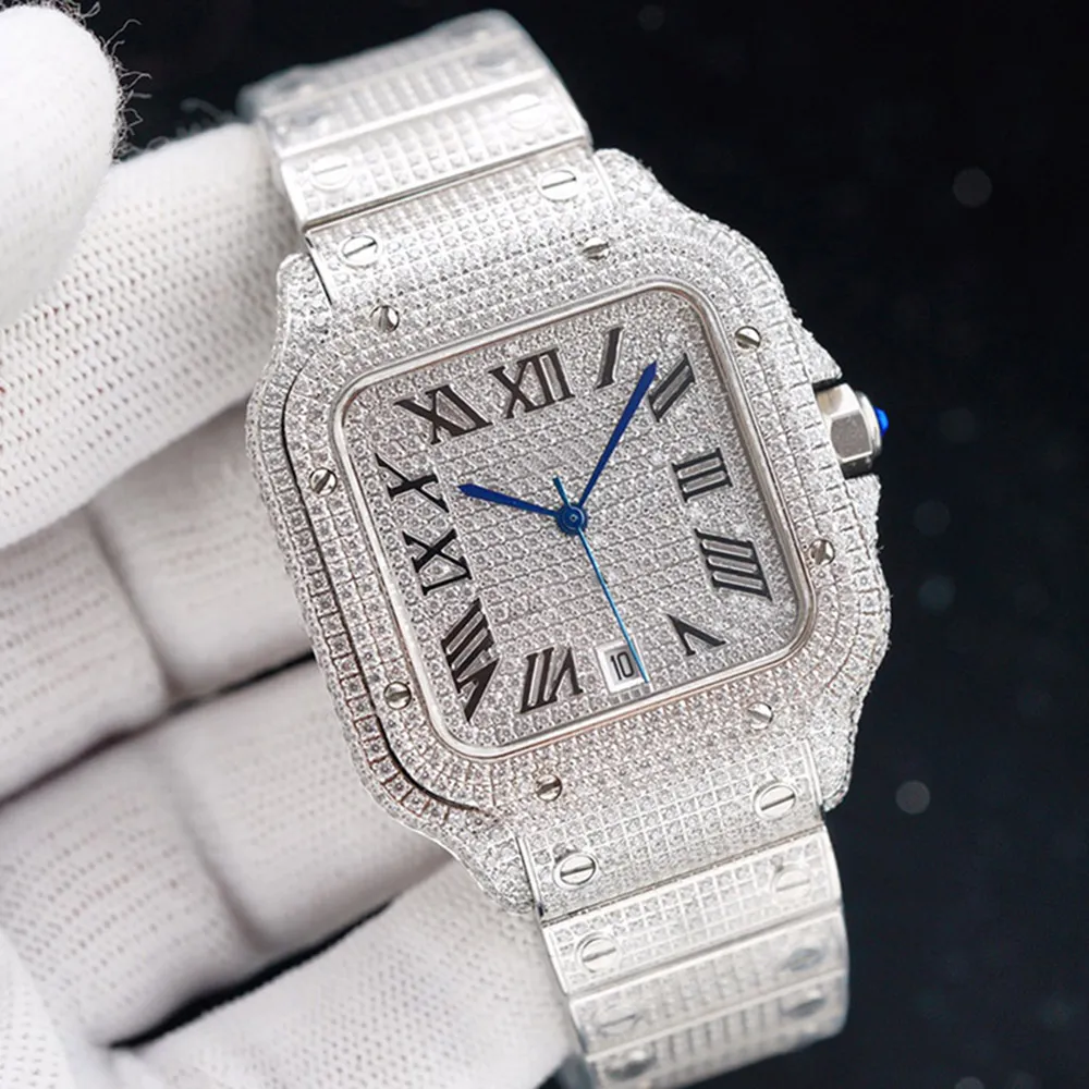다이아몬드 시계 망 자동 기계식 시계 40MM 사파이어 비즈니스 여성 손목 시계 하이 엔드 스테인레스 스틸 벨트 Montre de Luxe