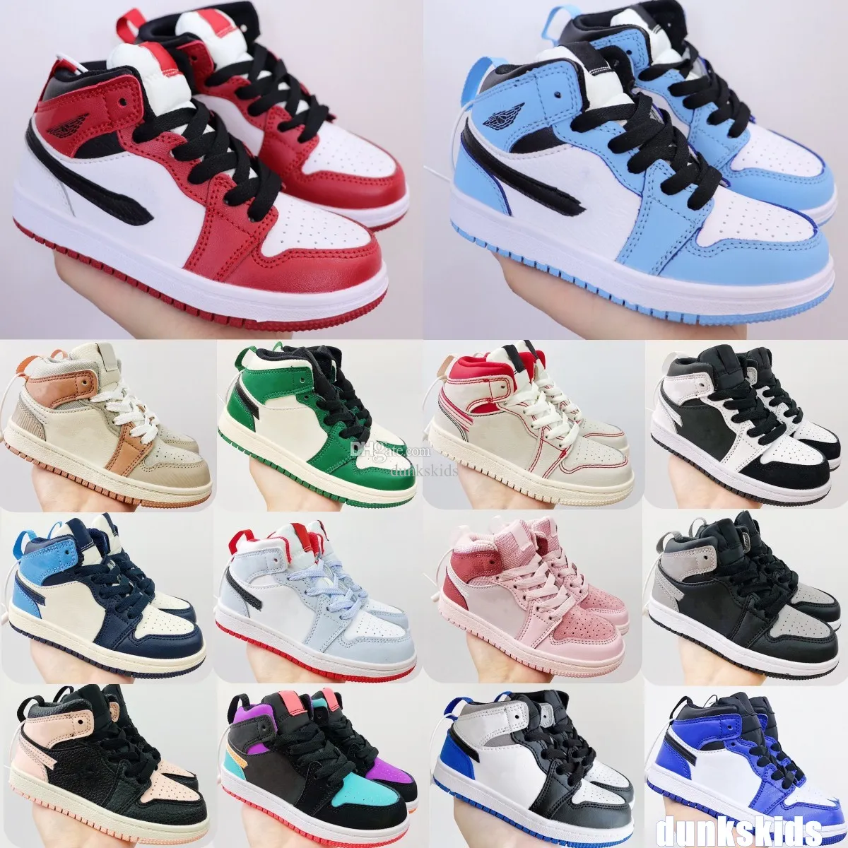 Jumpman 1 1s Zapatos para niños pequeños Zapatillas de baloncesto para  niños Zapatillas de deporte negras para niños Diseñador de Chicago  zapatillas