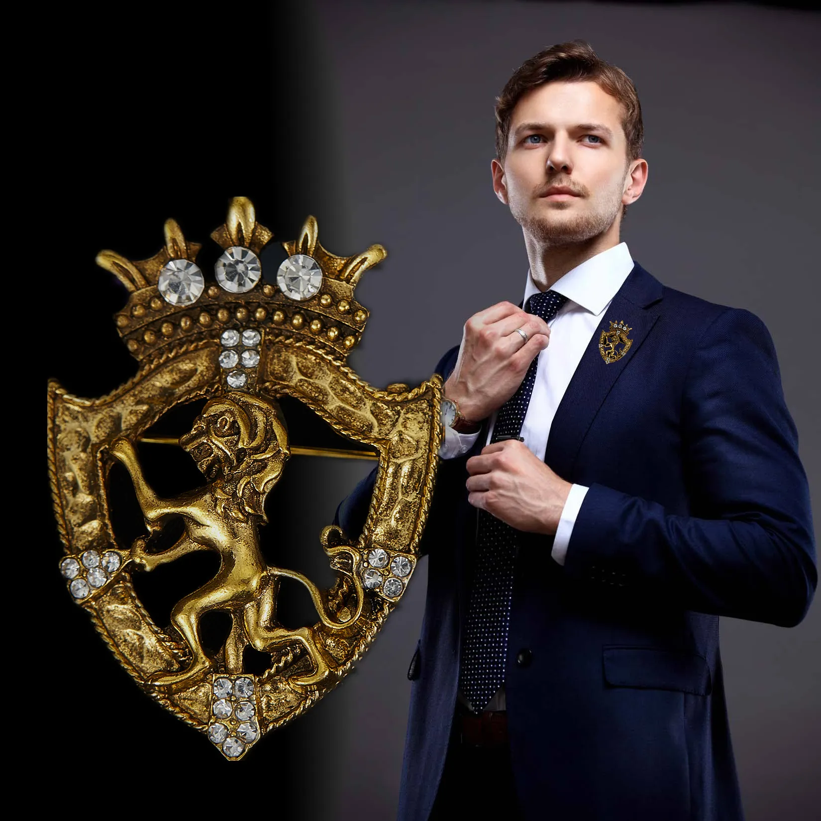 Crown brooch 2024 for men
