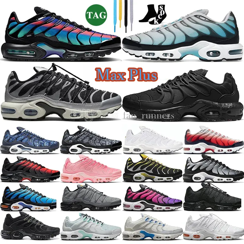 TN Plus Koşu Ayakkabıları Plus Fayda Üçlü Beyaz Metalik Silver Fire Buz Oreo Hyper Sky Bule Gökkuşağı Erkek Kadın Eğitmenler Spor Sabahları Tns Chaussure