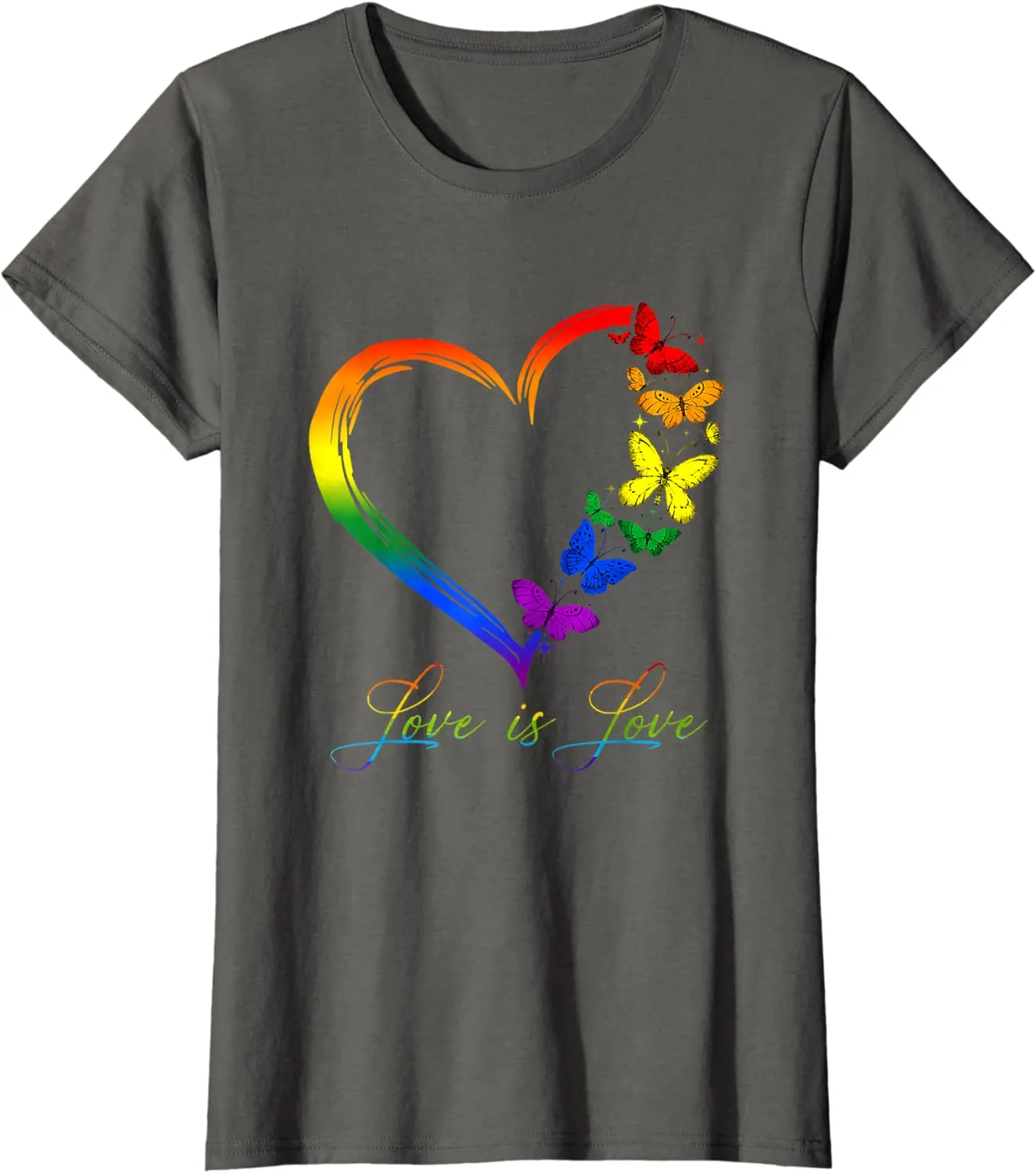 Ropa De Mujer Corazon De Mariposa Arco Iris Amor Es Amor LGBT Gay Orgullo Lesbico Camiseta Camiseta De Mujer Estampado De 10 36 DHgate