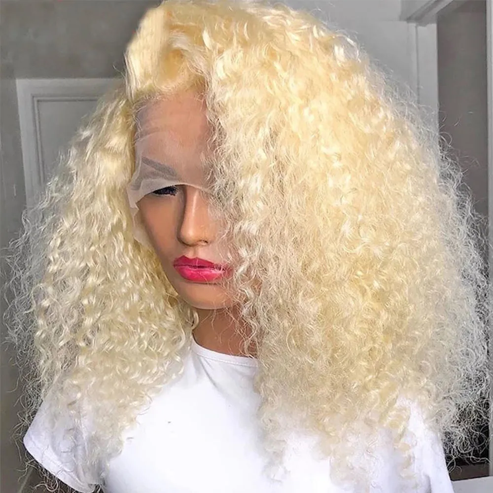 Бразильский глубокий кудри 613 Blonde Wig 13x4 HD прозрачный кружевные блондинка для волос