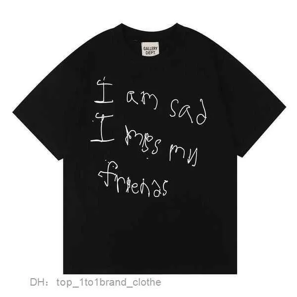 Fashion Designer Clothing Galleryes Depts Tees T-Shirt „I Am Sad Miss My Friends“, bedrucktes, eng anliegendes, kurzärmeliges T-Shirt X4h0 Yr7j YR7J