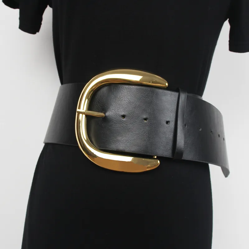 Andere mode -accessoires Big Metal Buckle Taille Belt Women Vintage Luxury Brand Designer Wide Pu Tailleband Taille Riem voor shirt Jurk Belt Decoratie 230523