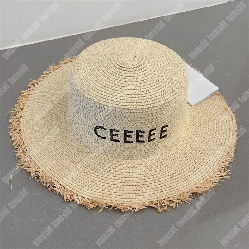 Yaz lüks saman geniş ağzına kadar kötü şapka kadın tasarımcısı plaj şapkası tatil düz takılmış çim örgü kova şapkası Casquette moda sokak sunhat bob