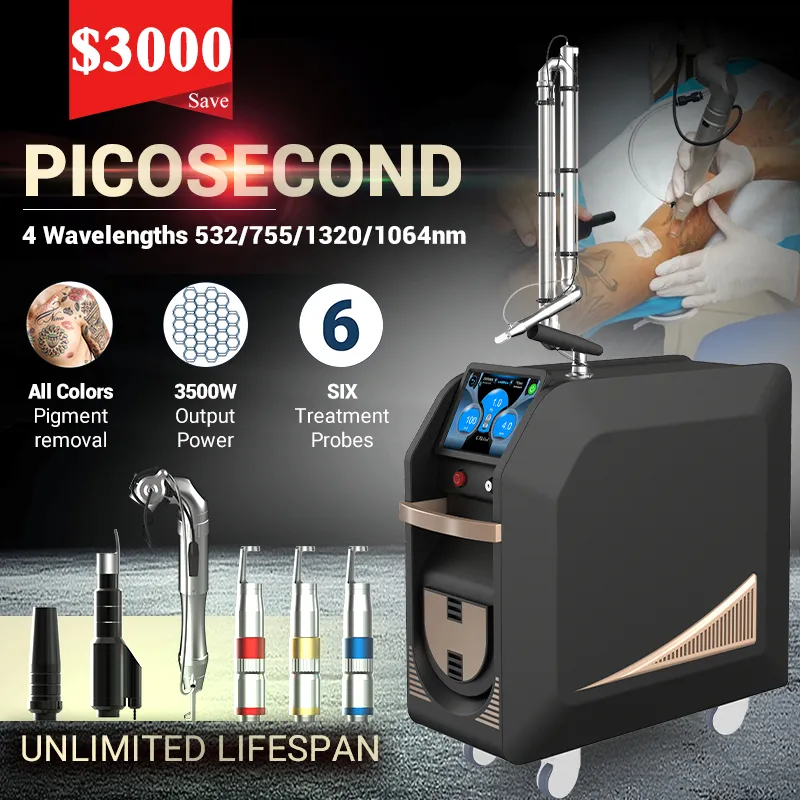 Picoseconde Laser Détatouage Machine Pigment Sourcil Retrait Q Commuté Pico Laser Beauté Équipement Carbone Peeling