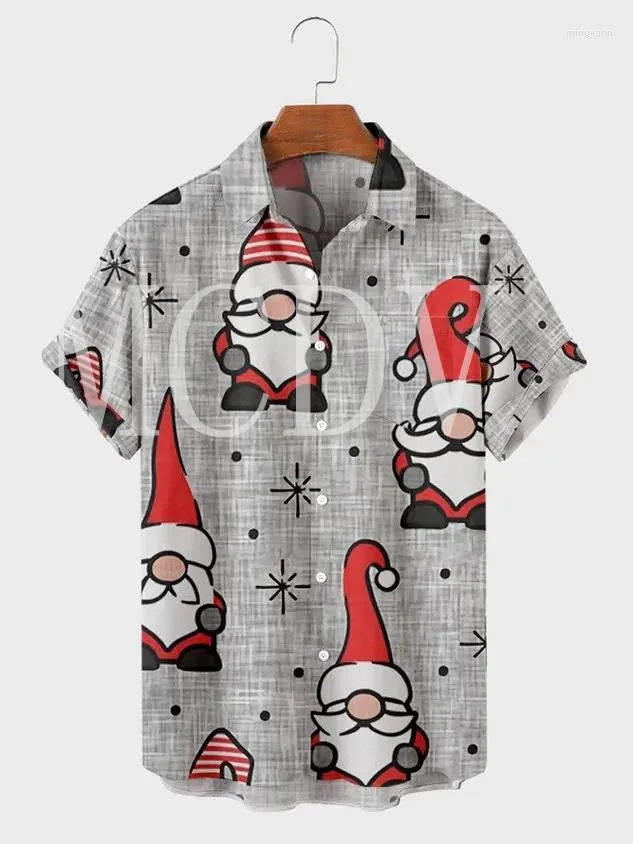 メンズカジュアルシャツメンズアンドレディースサンタクリスマスプリント通気性半袖シャツ
