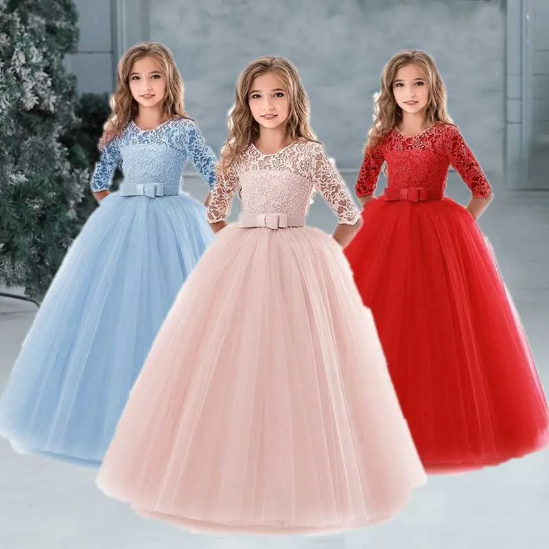 Girl's Dresses Christmas Party Youth Birthday Children's Evening Ball Bridal Girl Formal Dress G220523