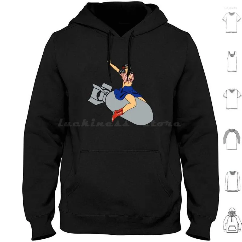 Hoodies masculinos Pin Up Girl Polka Poodie Capuz de algodão de manga longa Pinup Modelo 50s 50 Sexy sexy