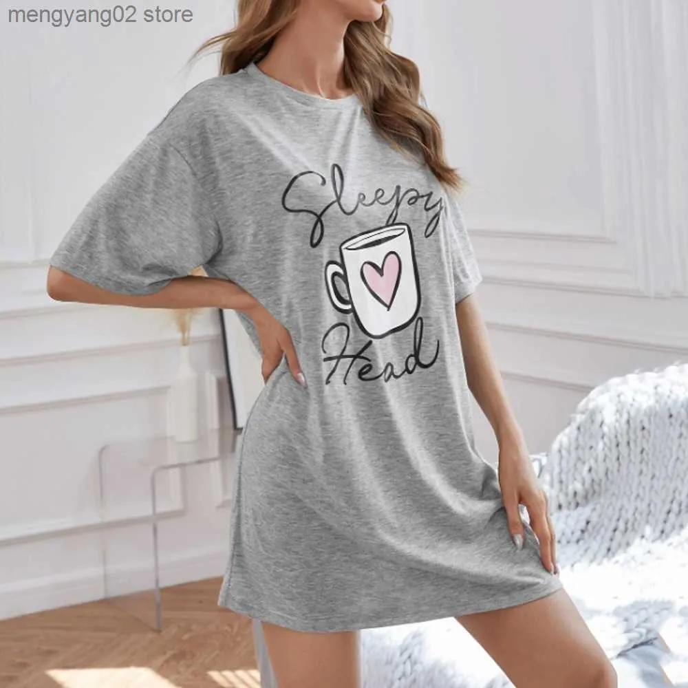 Plus Size Polka Dot Print Cotton Nightgown For Women Short Sleeve