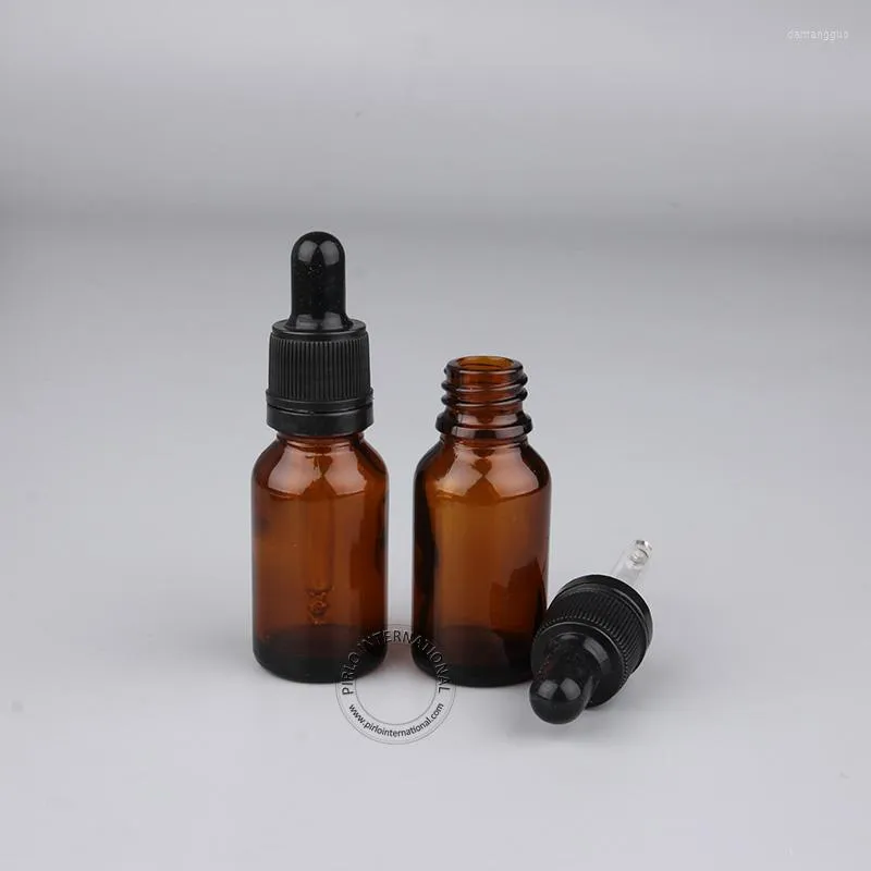 Storage Bottles 30pcs A 15ml Amber Essential Oil Dropper Bottle 15cc Small Glass Perfumes Containers With Pipette Drops