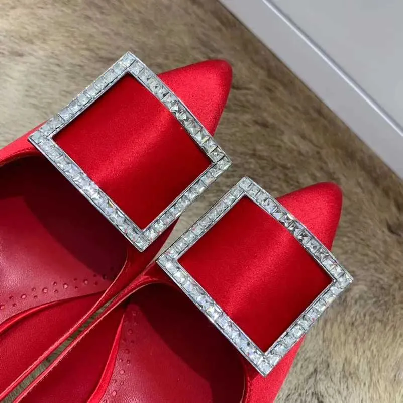 crystal shoe Red With Box Shoes pumps high heels rhinestone Transparent diamond sandals shine cap toe fine tip sexy summer 6.5CM 34-40