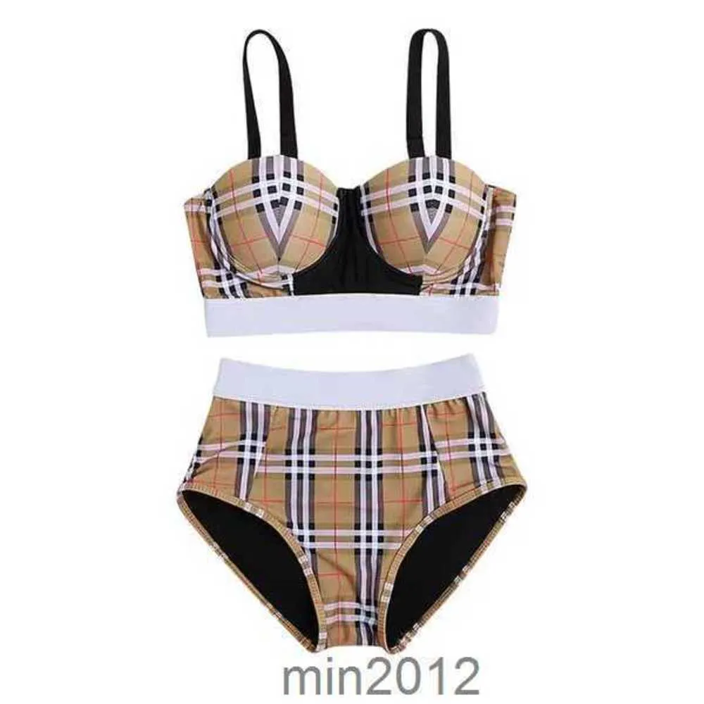 Enfants maillots de bain été rayure fil tête vérifier motif fille maillot de bain ensemble mode vêtements confortables Bikinis