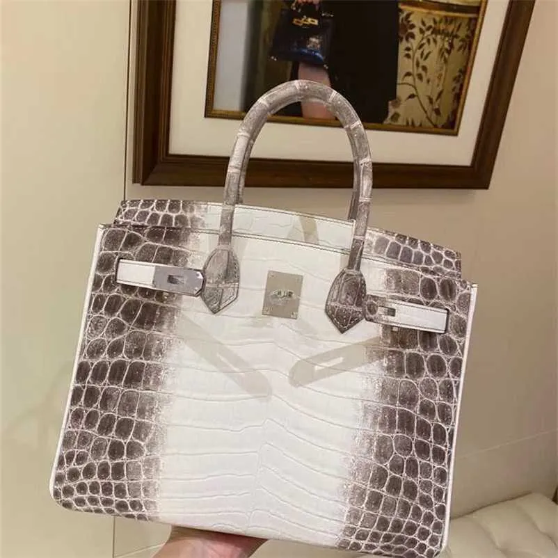 Bag Tote Fully Handmade Platinum Himalayan Crocodile Leather 30 Women's Handbag Quality Assurance