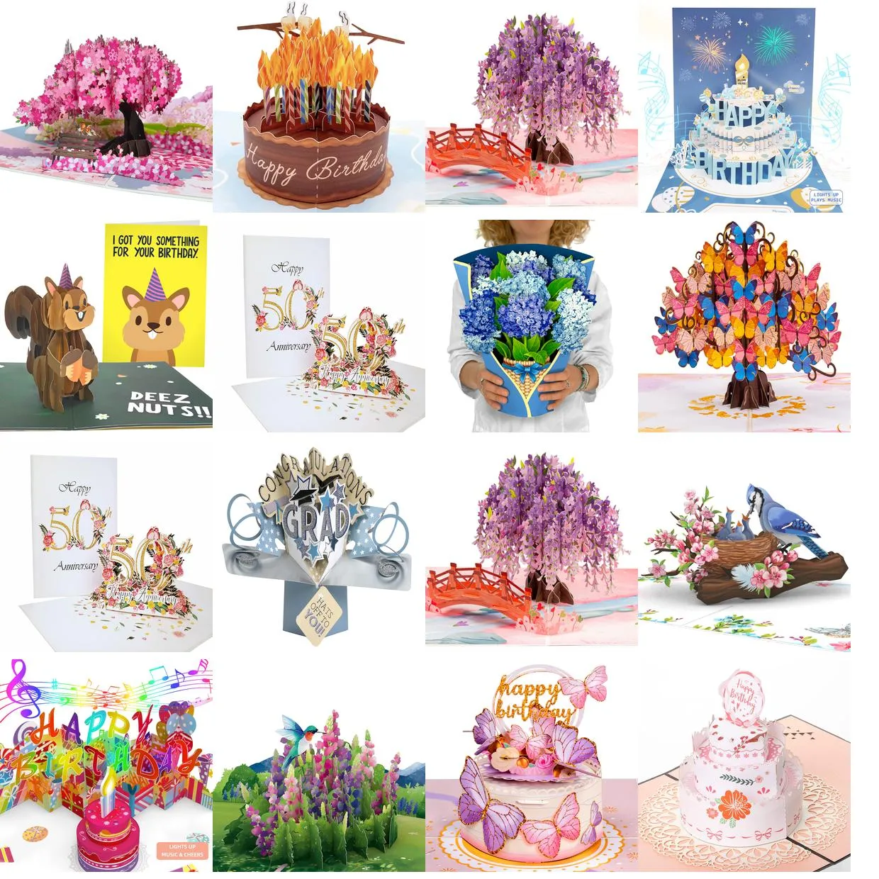 Cartes de vœux Gâteau d'anniversaire papillon Carte pop-up 3D pour adts ou enfants 5 x 7 Er Comprend une enveloppe et une étiquette de note Drop Delivery Am6Lq