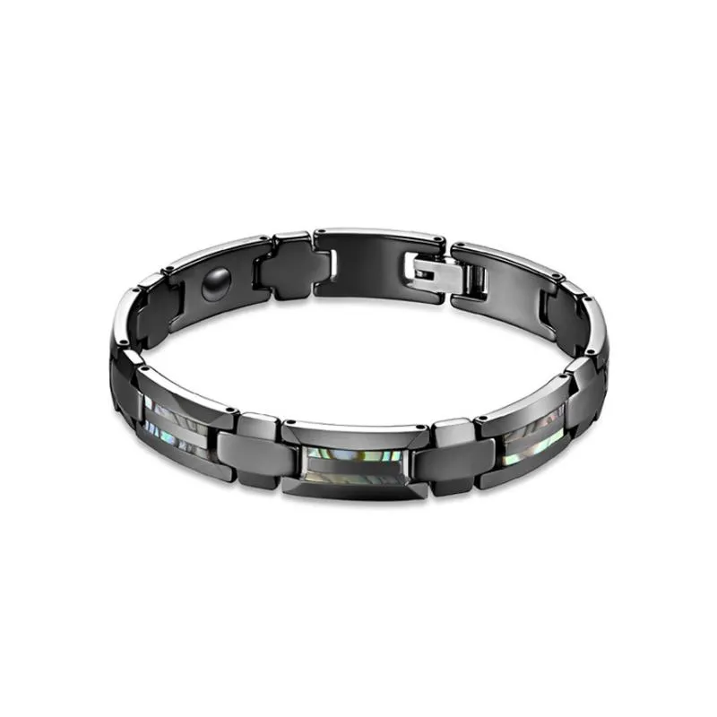 Colliers en gros en acier tungstène bijoux en céramique germanium incrusté de bois naturel bracelet à maillons pour hommes et femmes