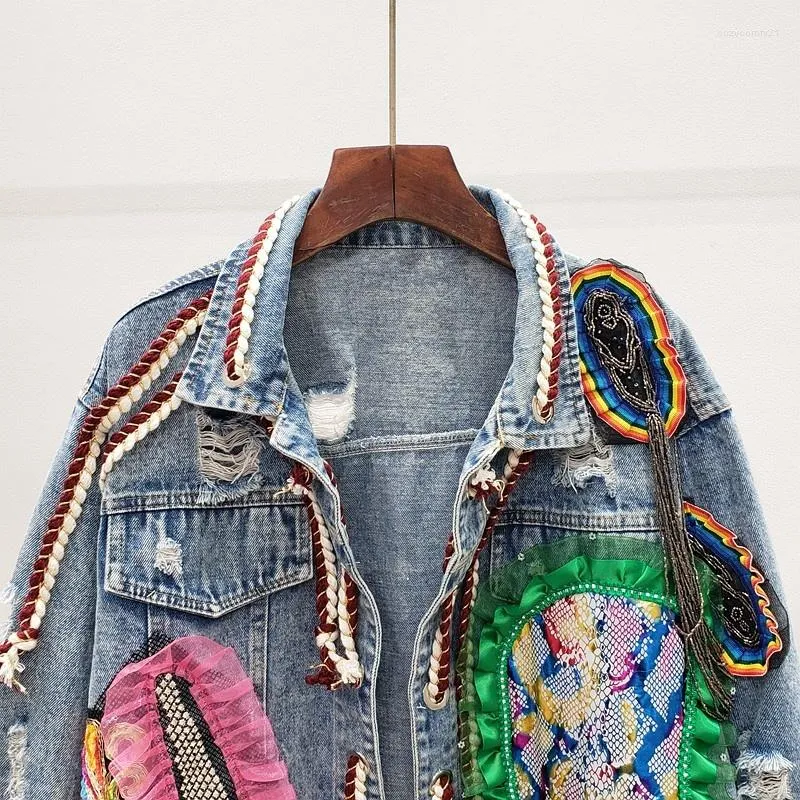Casual The stars Tassel Patchwork Turndown Collar Outerwear Casual The stars Tassel Patchwork Turndown Collar Outerwear