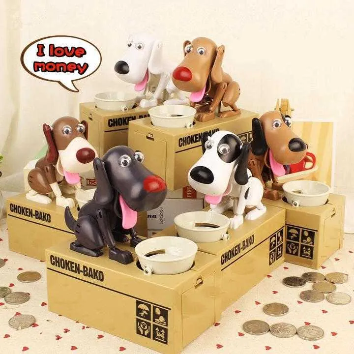 Decorative Objects Figurines Cute Puppy Money Box Automated Piggy Bank Savings Bank for Children Kids Gifts Coin Saving Box Home Ornaments Dropshipping G230523