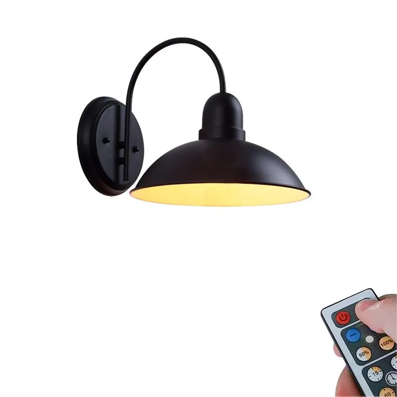 Battery operated outdoor wall lights with remote control top
