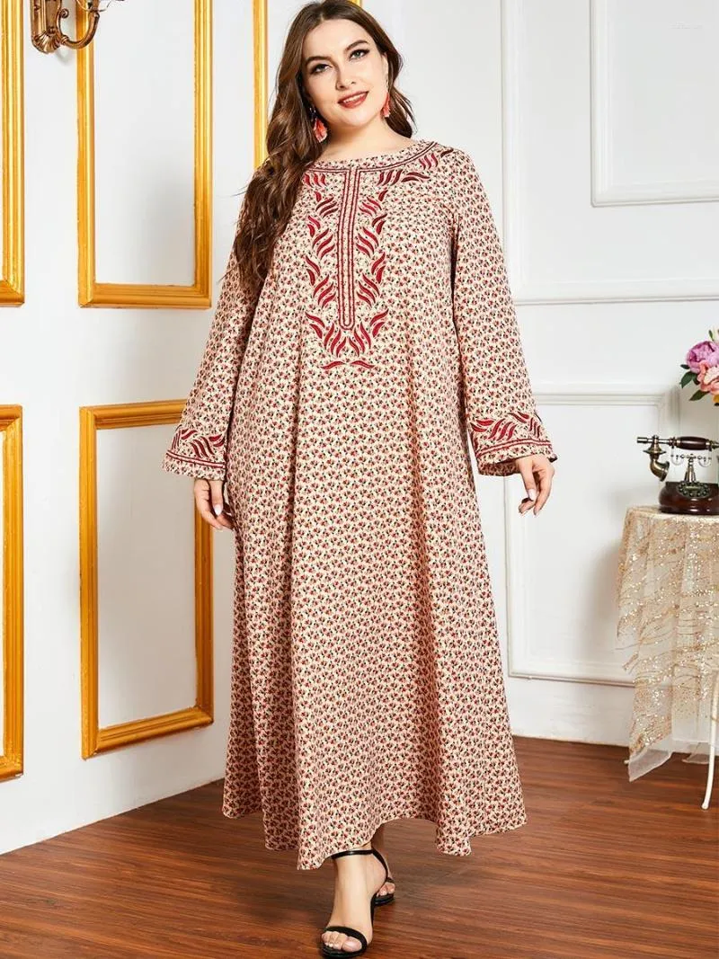 Ethnic Clothing Arab Women Vintage Muslim Dress Long Robe Dresses Hooded Printed Maxi Vestidos Casual Loose Dubai Female Plus Size 2023