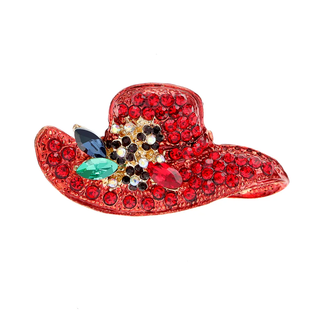 CINDY XIANG Rhinestone Hat Brooches for Women Red Color New Fashion Winter Corsage Coat Sweater Accessories High Quality
