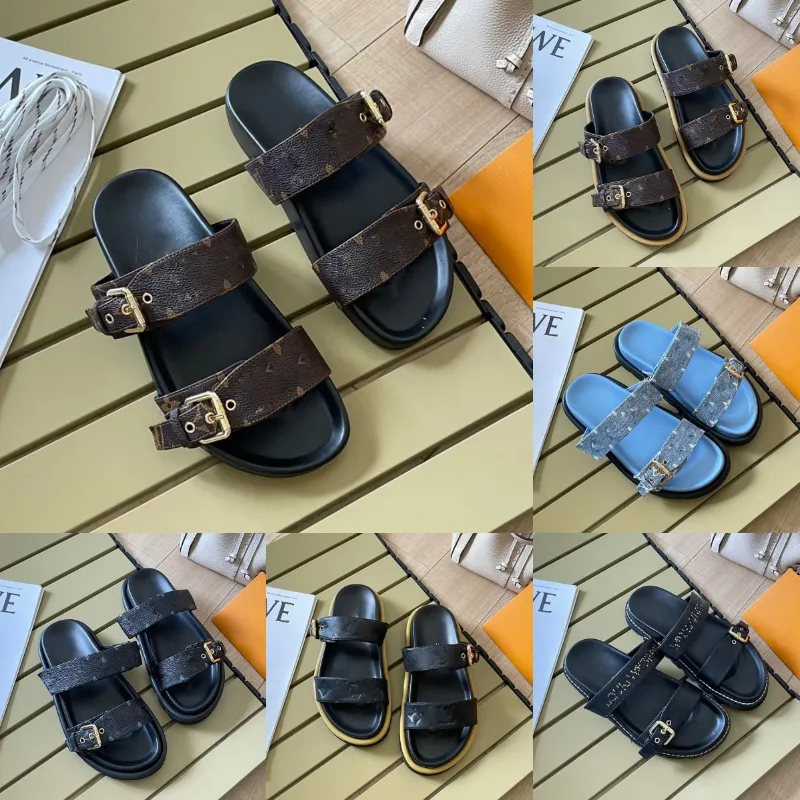 35-45 Lyx Man Sandaler Dam Tofflor Bom Dia Slide Sommar Flats Plattform Tofflor