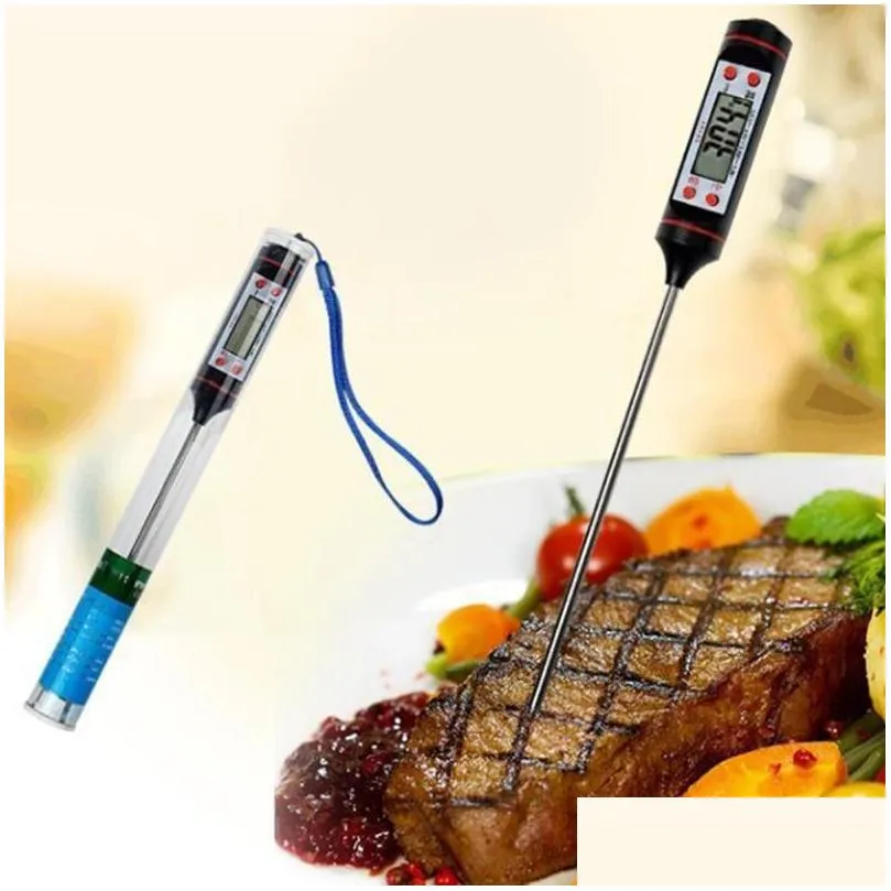 Thermomètres Bbq Thermomètre À Viande En Acier Inoxydable Cuisine Cuisson Numérique Sonde Alimentaire Barbecue Électronique Ménage Température Detec Dhbpo