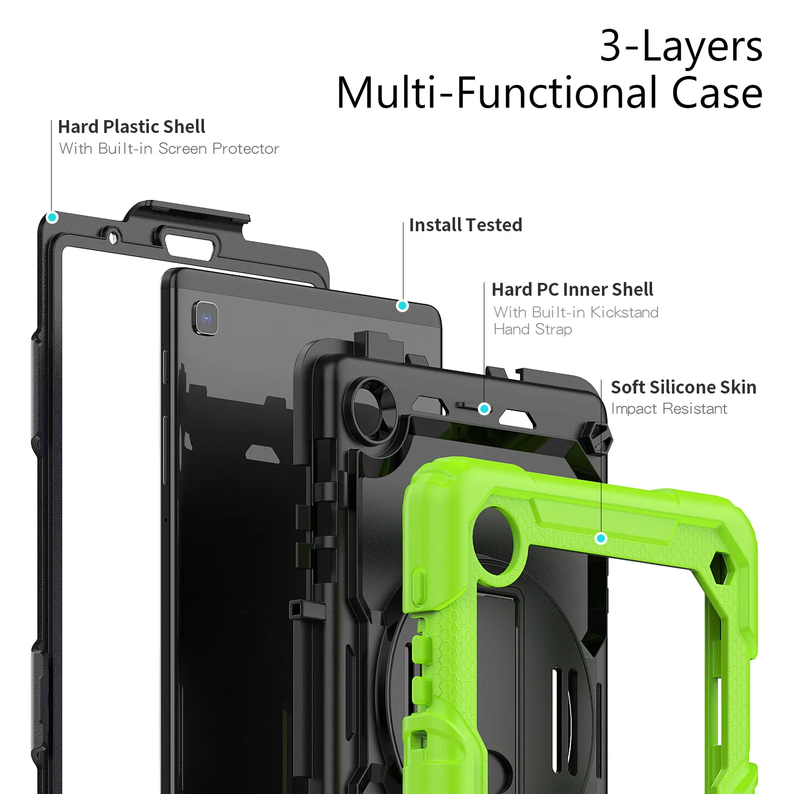 360 Rotating Bracket Hand Strap Cover Smart Case For Samsung Galaxy Tab A7 Lite 8.7 T220 T225 A7 A8 10.4 10.5 S7 S8 Plus Ultra X900 Shockproof Tablet