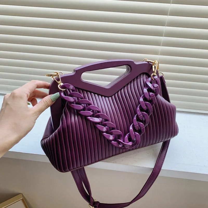 Bolsos de noche a la moda con cadena gruesa para mujer, bolso de mano de piel sintética de lujo 2023, bandolera de colores caramelo, bolso de mano para mujer