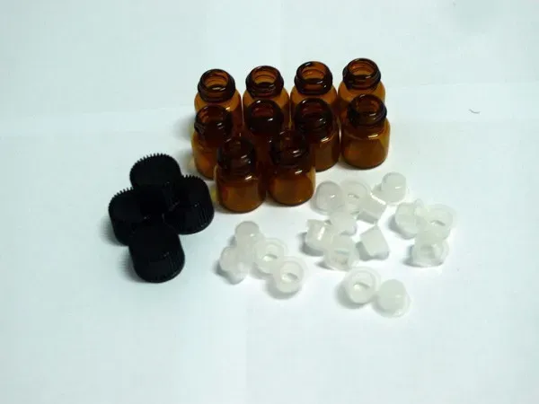 Top 1 ml (1/4 dram) Amber Glass Essential Oil Bottles, Orifice Reducer no Hole& cap 50 pack Factory Price Free Shipping