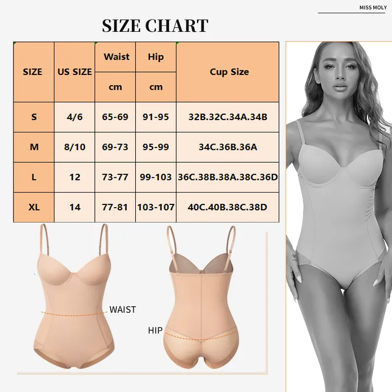 Women Tummy Control Backless Bodysuits Tops Body Shaper with Built-in Bra  Corset