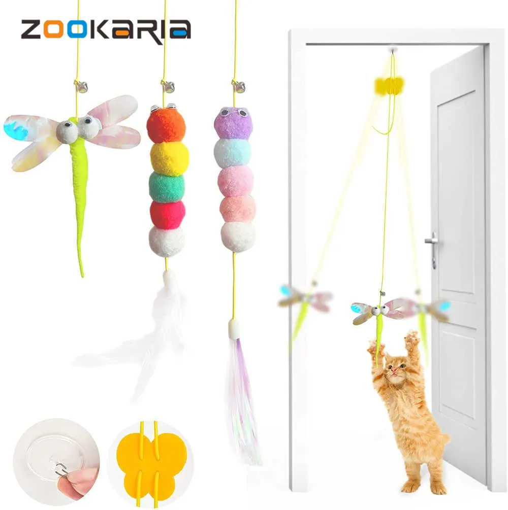 Toys Interactive Cat Cat Toy Hanging Automatic Funny Mouse Toys Cat Stick Toy With Bell för Kitten som spelar teaser Wand Toy Cat levererar G230520