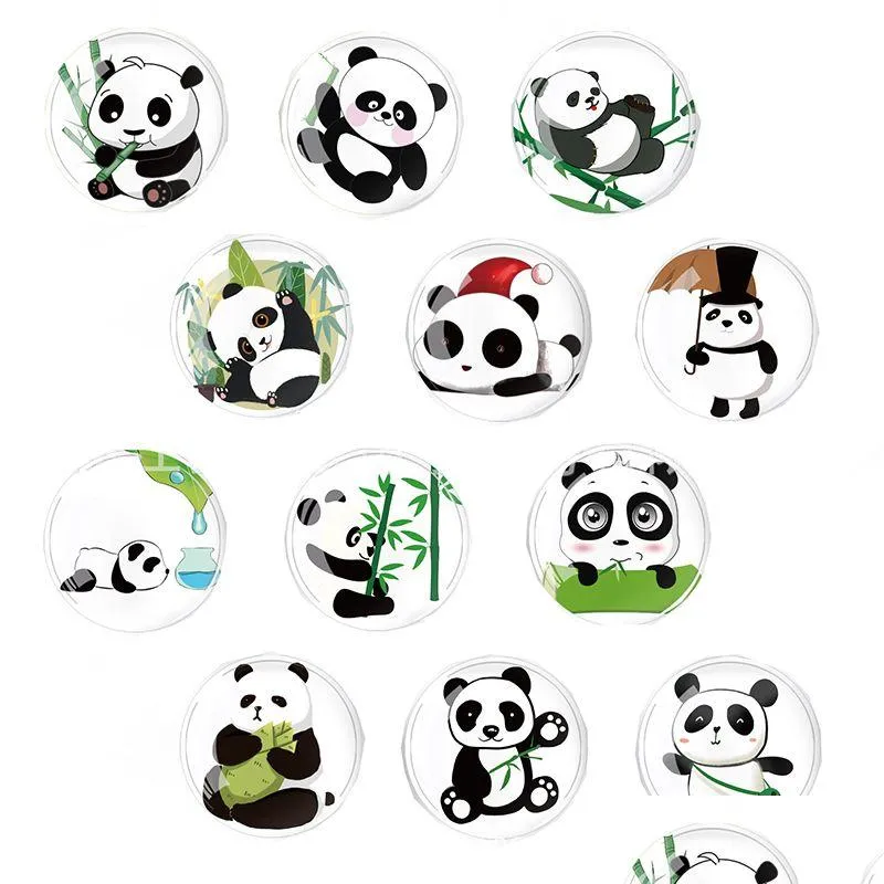 Kylmagneter Creative Crystal Glass Cartoon Panda Magnetic Stick Home Decoration Drop Delivery Garden DHSMT