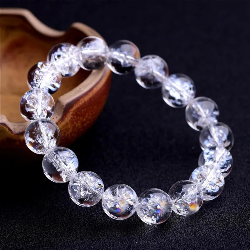 Bangle Natural Himalaya Rock Crystal Armband For Women Man Crystal Luck Stone Round Pärlor smycken AAAAA 8mm 10mm 12mm 16mm 18mm 20mm