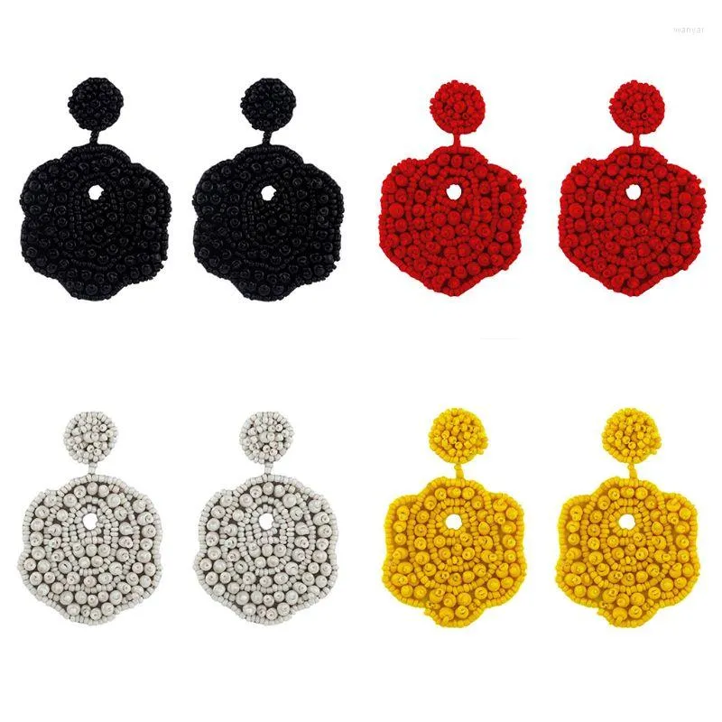 Dangle Earrings Bohemia Colorful Seed Beads Flower Drop For Women Girls Handmade Tassel