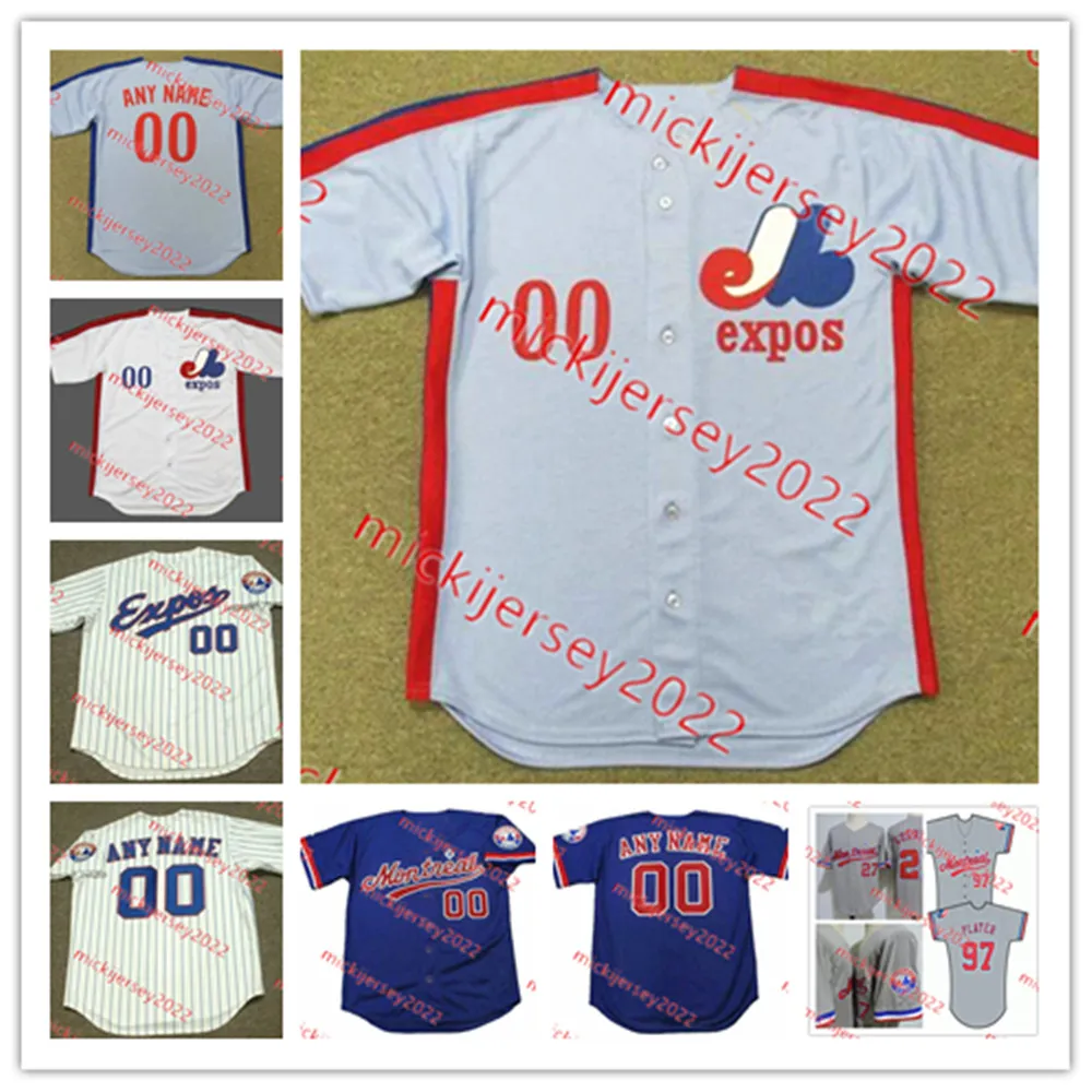 Graues Carter Andre Dawson Montreal Expos Baseball-Trikot, individuell genäht, Herren-Jugend 27 Vladimir Guerrero 30 Tim Raines 37 Bill Lee 45 Pedro Martinez Montreal-Trikots