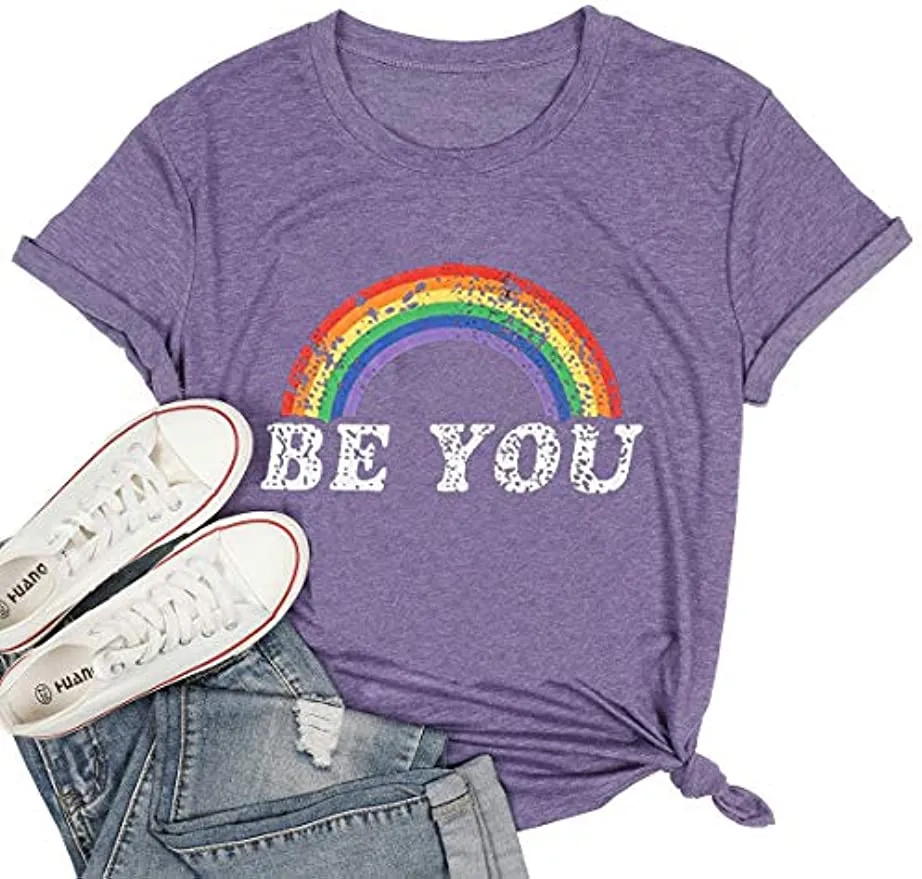 Duma koszula kobiety Rainbow Graphic Tees Zabawne be you list do druku T -koszulka LGBT Równość