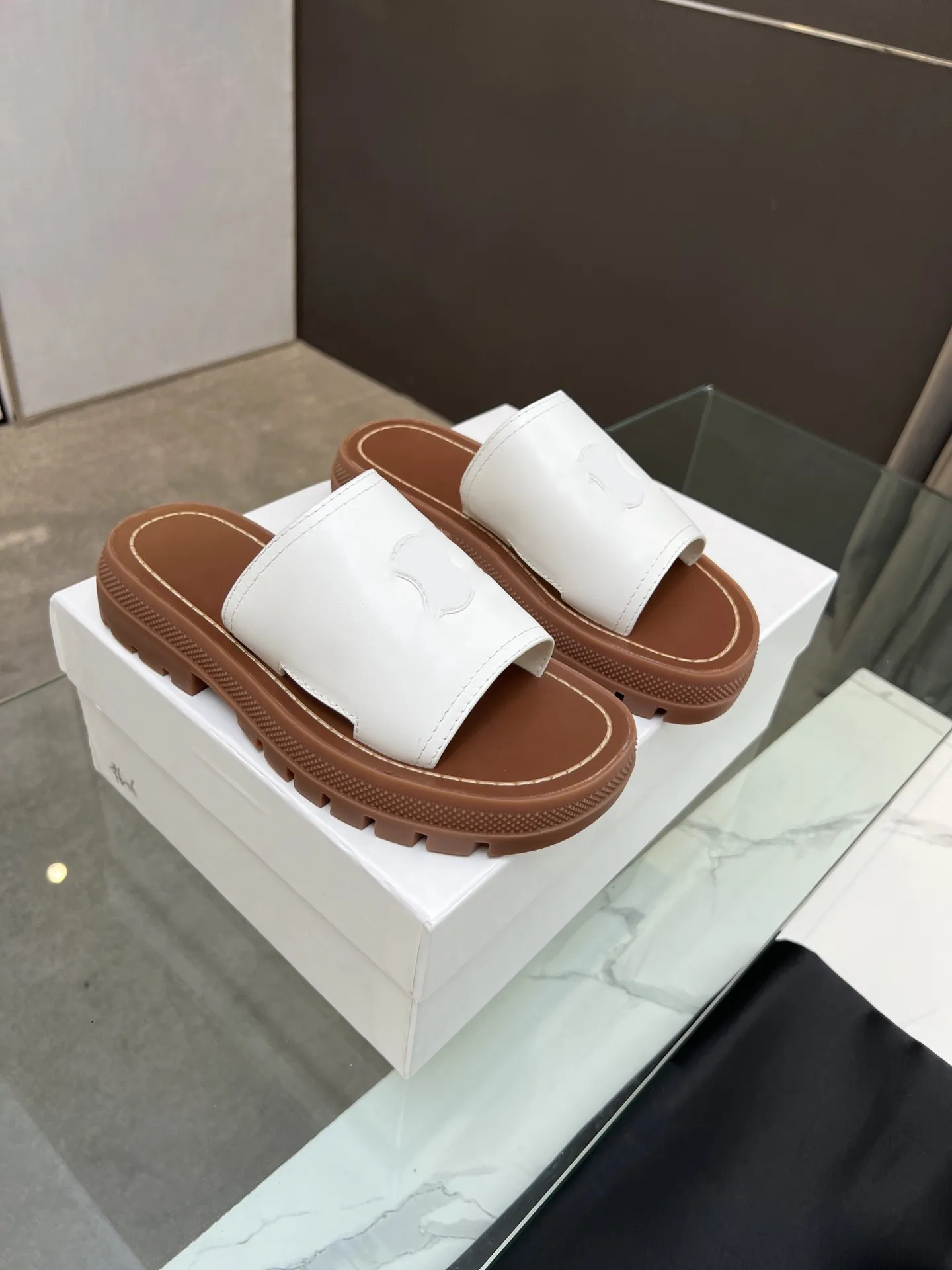 Tan mule flats on sale