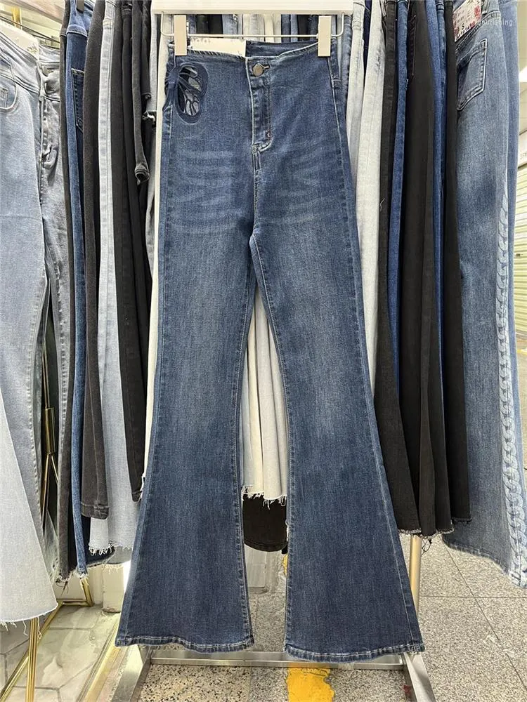 Женские джинсы 2023 Весна Женщины Сексуальные Подых вышиты с высокой талией брюки для ботинок женские брюки y3615