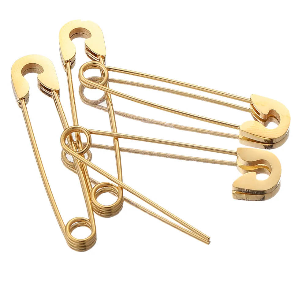 5 -stks Veiligheidspen Roestvrij stalen broche Gold vergulde pins DIY Badge Craft Bevindingen Diy Sewing sieraden maken Levering groothandel