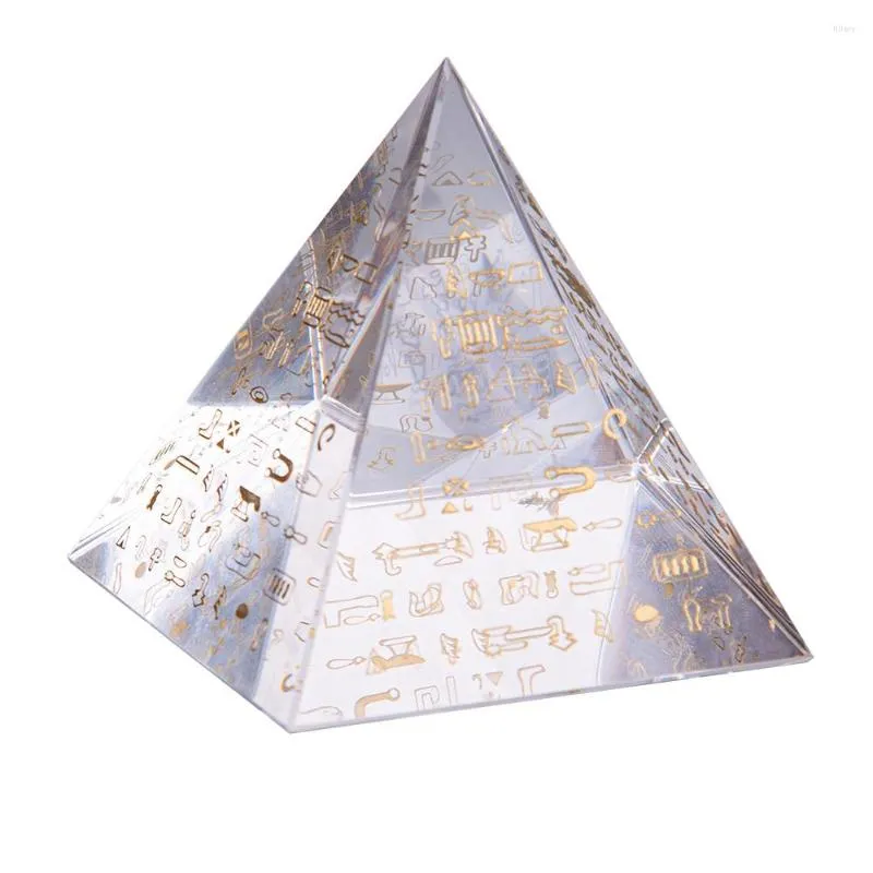 Estatuetas decorativas de 80mm de cristal pirâmide Prism mesa de ornamento de vidro de papel egípcio com decoração/presente de caráter/coleções de caráter dourado/coleções