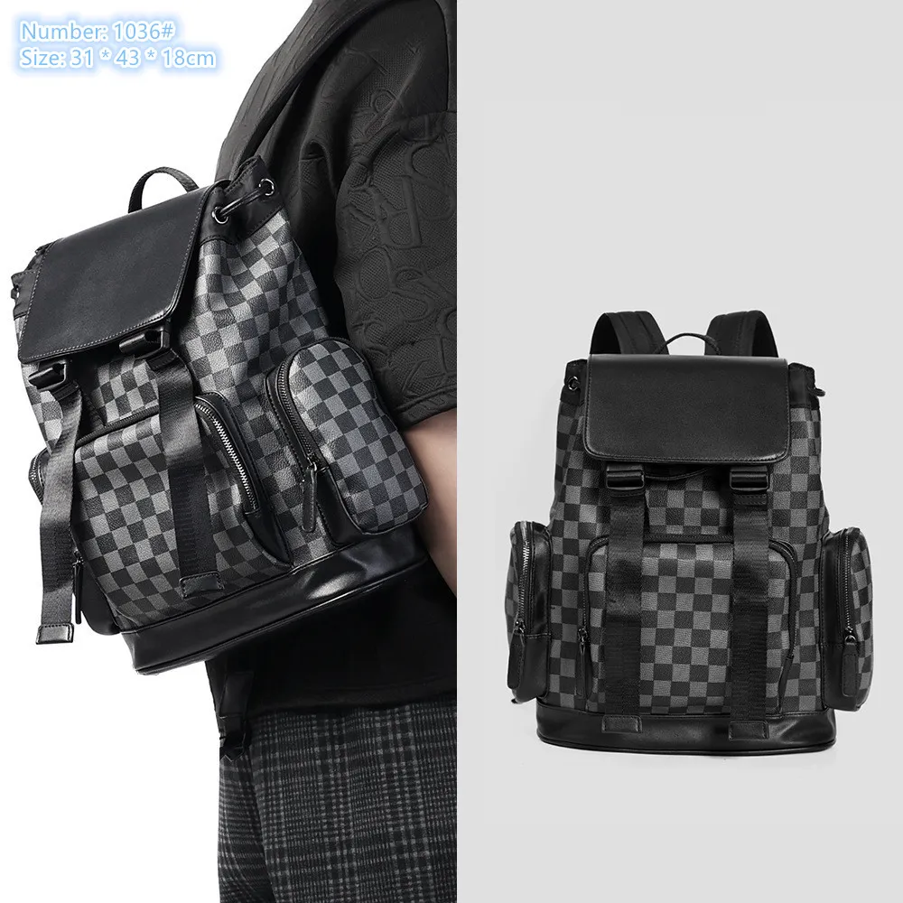 Usine en gros hommes sacs à bandoulière flip cordon loisirs sacs à dos collège style plaid mode sac à dos grande capacité sac d'ordinateur en cuir résistant à l'usure