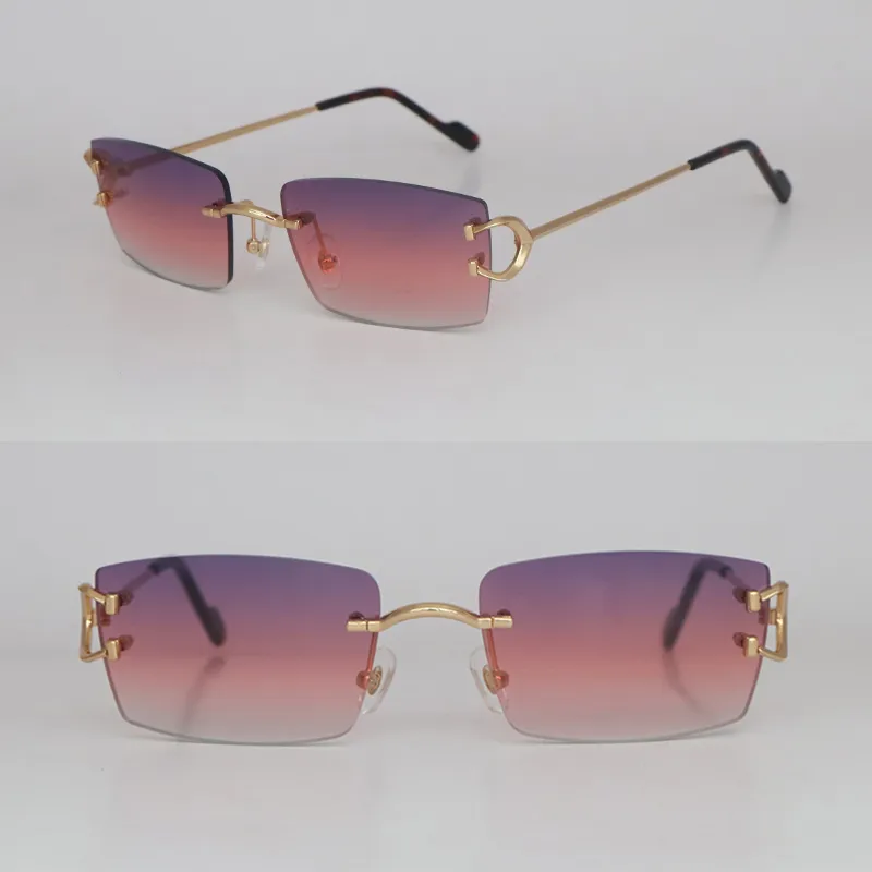 여성을위한 새로운 모델 금속 림리스 선글라스 디자이너 다이아몬드 컷 패션 태양 안경 디자인 선글래스 대형 사각 선글라즈 믹스 박스 크기 58-20-145mm