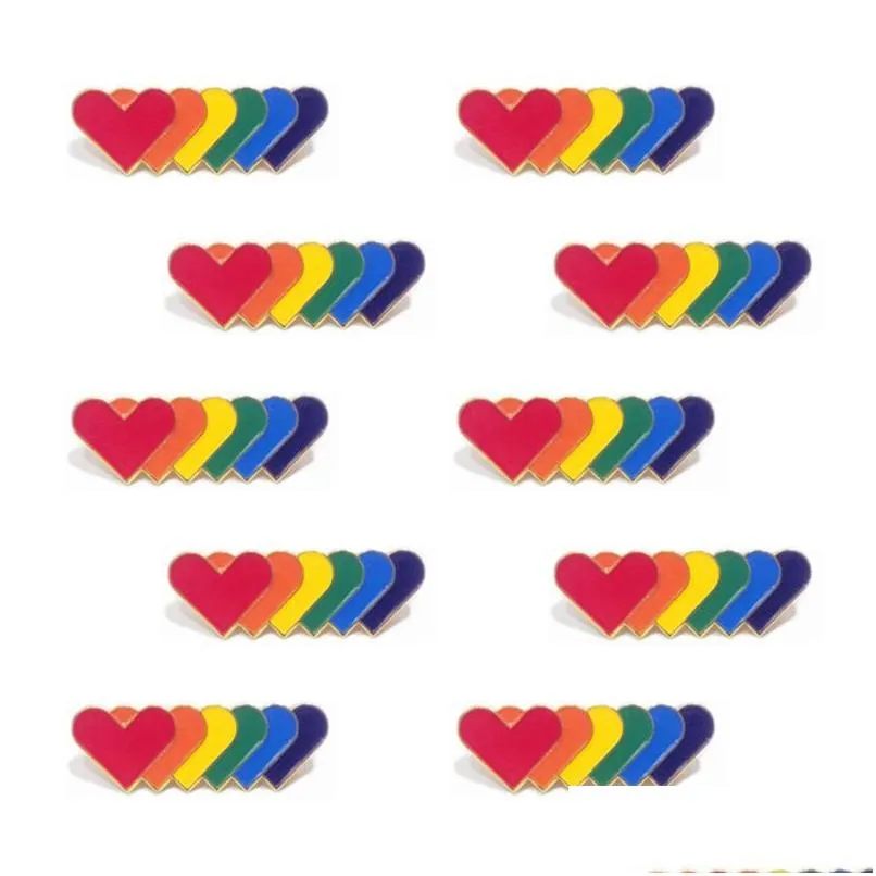 Party Favor Long Rainbow Brosch Heart Shaped Iron Fjäril Buckle Lapel Pin Kläder Krage Söt Creative Badge Drop Delivery Home Dhhy6