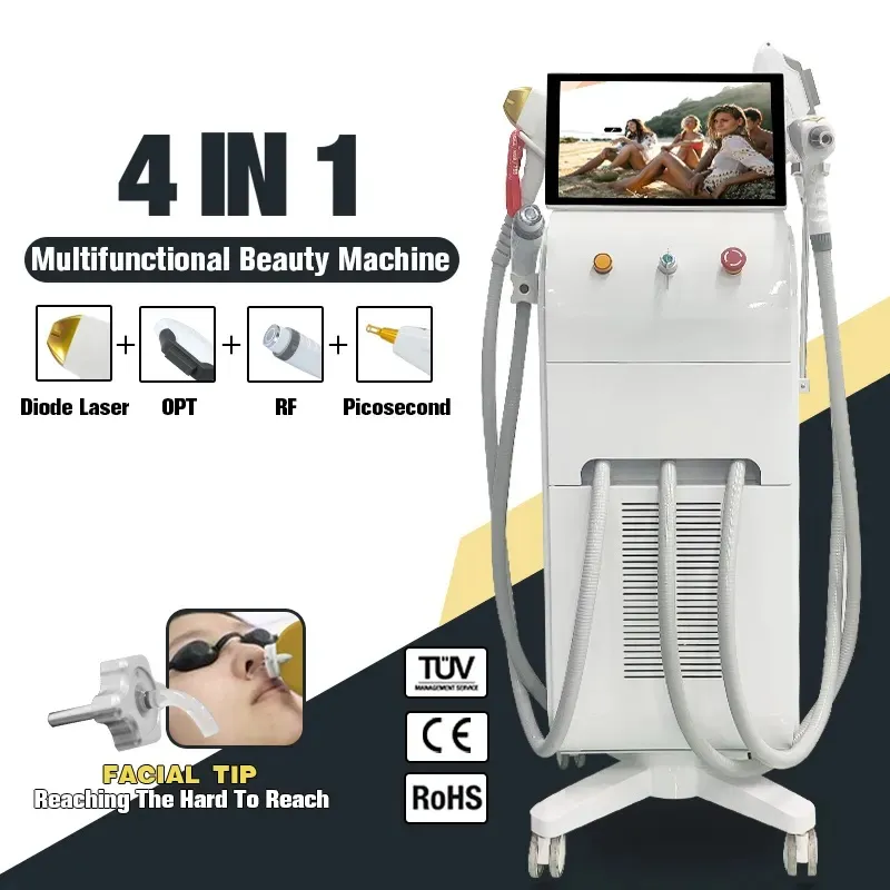 4 in 1 IPL laser ontharing picoseconde laser tattoo verwijdering RF 808mn diode laser ontharing machine