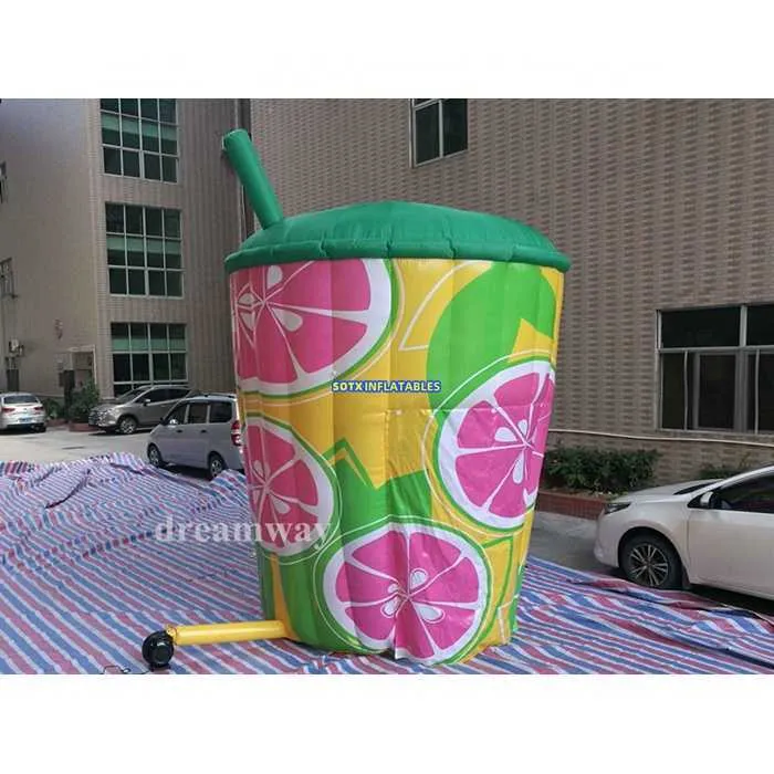 4m Green Green Inflable Cup Booth Inflable Lemon Booth Lemonade Inflable Stand com mãos para publicidade