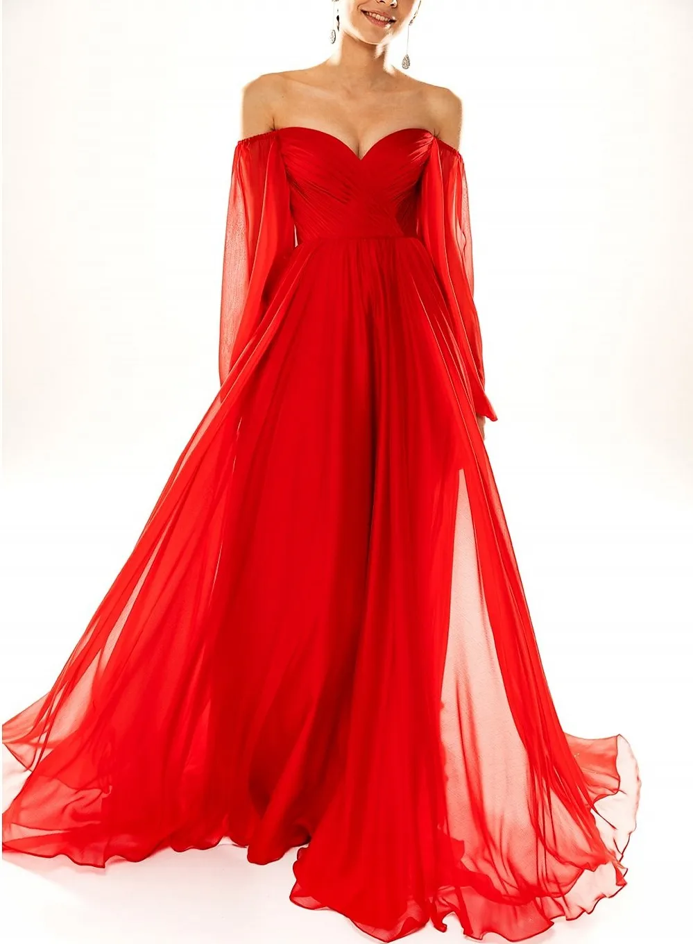 Simple Sleeveless Pleated Strapless Back Zipper Column Evening Formal Dress with Court Train