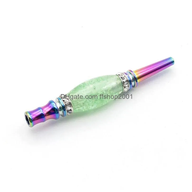 luminous diamond smoking pipes colorful hookah cigarette holder tobacco pipe removable arabian smok accessories dhs