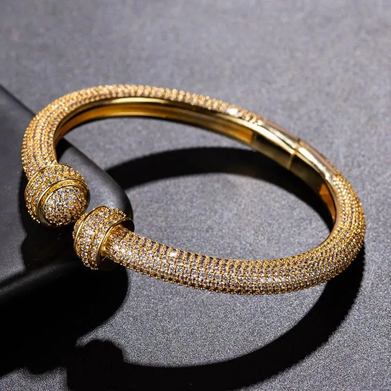 Bangle zlxgirl smycken full pave zircon armband smycken perfekt dubai guld färg armband armband mode kvinnors jubileumsgåvor