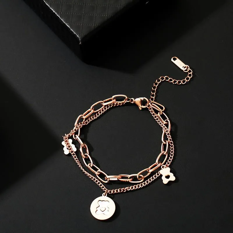 Bangle 2022 Fashion Titanium Steel Hip Hop Rock Little Bear Lady Bracelets Temperament And Contracted Girls Party Jewelry Gifts